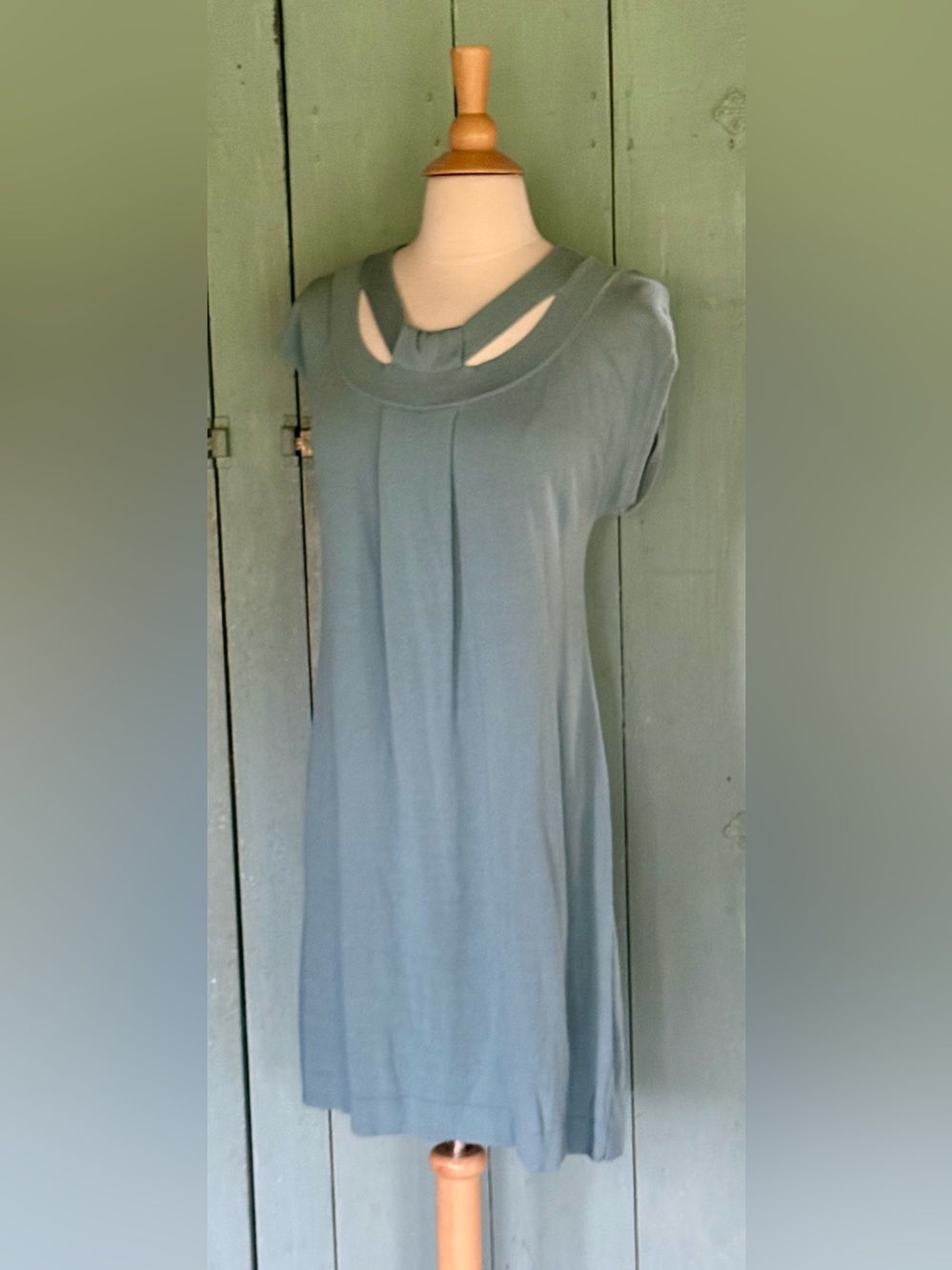 Comfy Banana Republic Blue Petite Knit Pleat Front Crop Slv Dress M
